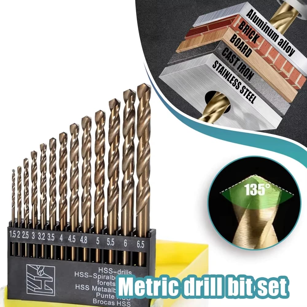Set of drill bits 13 pieces (3/16"-1/2") Metal Glass Tiles Concrete Professional drill bit in tungsten carbide Electrical work tool