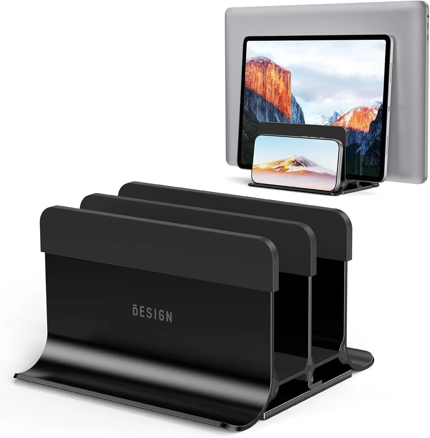 Supporto Verticale 4-in-1 per Laptop da Scrivania, Compatibile con Laptop, Tablet, Smartphone