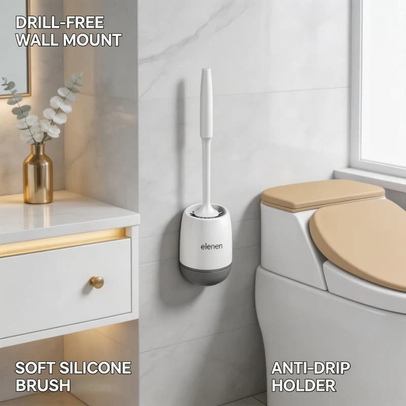 MENGNI TPR Silicone Head Toilet Brush Wall Mounted Cleaning Brush Long Handle Toilet Brush Bathroom hardware items Accessories