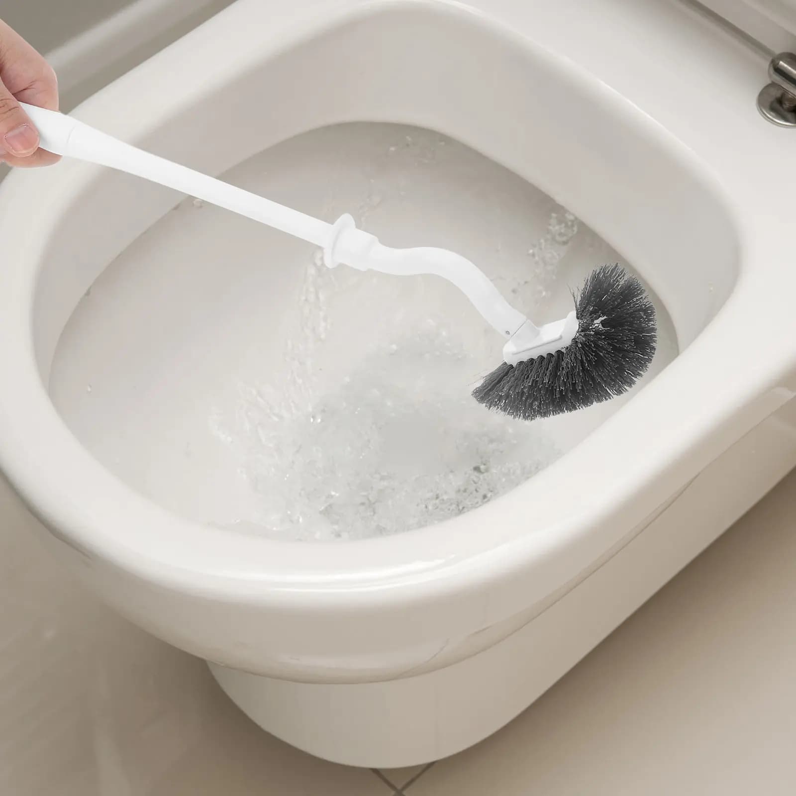 Wall Mounted Toilet Brush Set Long Handle Flat Head Sturdy PP Bristles Hygienic Bathroom Cleaning Tool