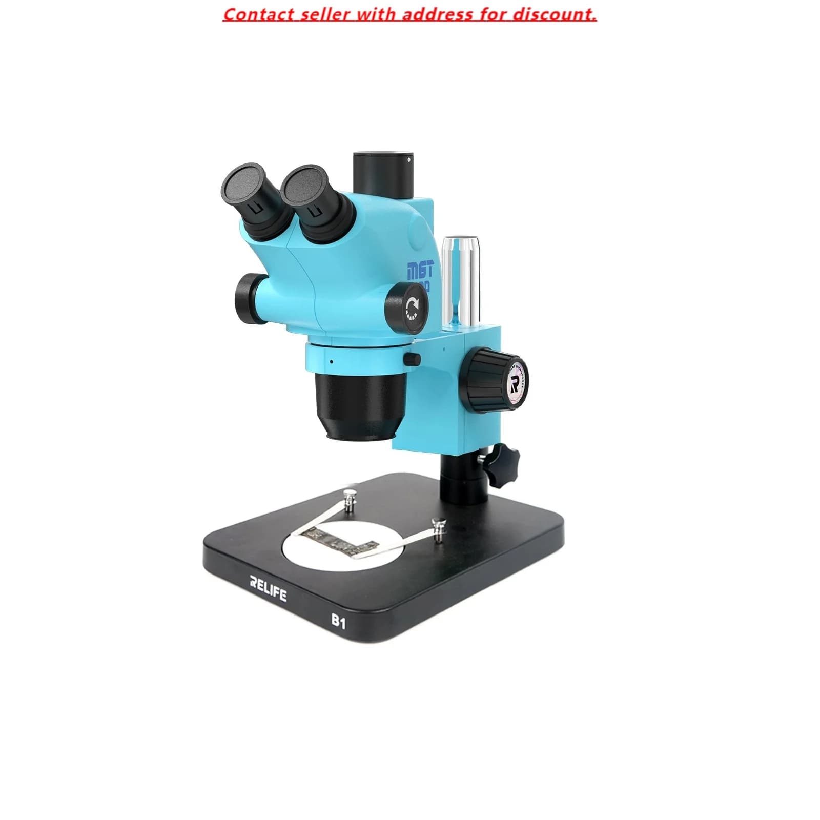 RELIFE RL-M6T Pro-B1 Microscopio stereo trinoculare HD + sorgente luminosa SS-033 + adattatore 0,5 CV + telecamera HD MC1 4K per riparazione PCB del telefono