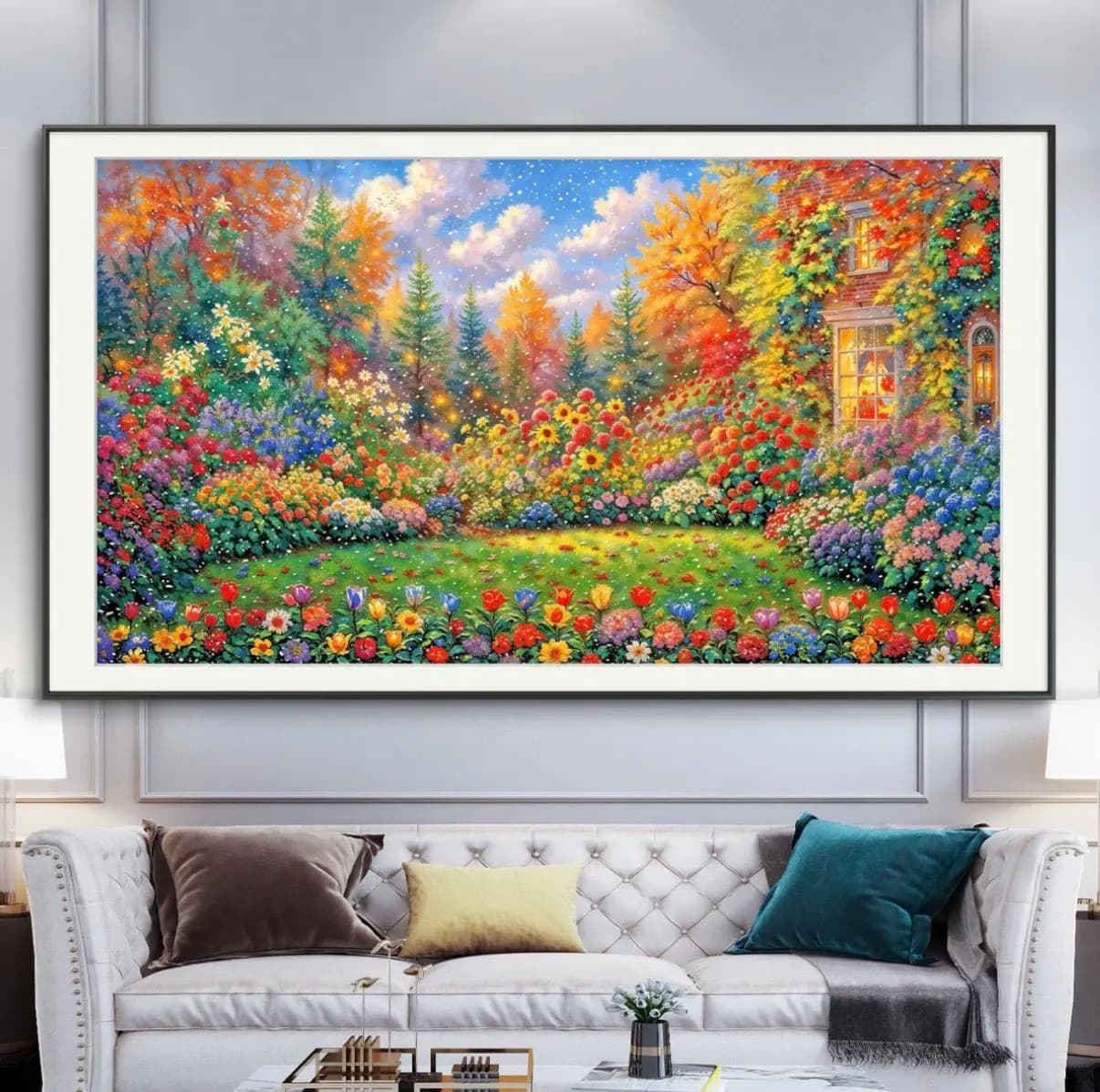 14CT 9ct 125x75cm Castle Embroidery DIY Chinese Style Printed Kits Cross Stitch Needlework Set Home Decor Crafts