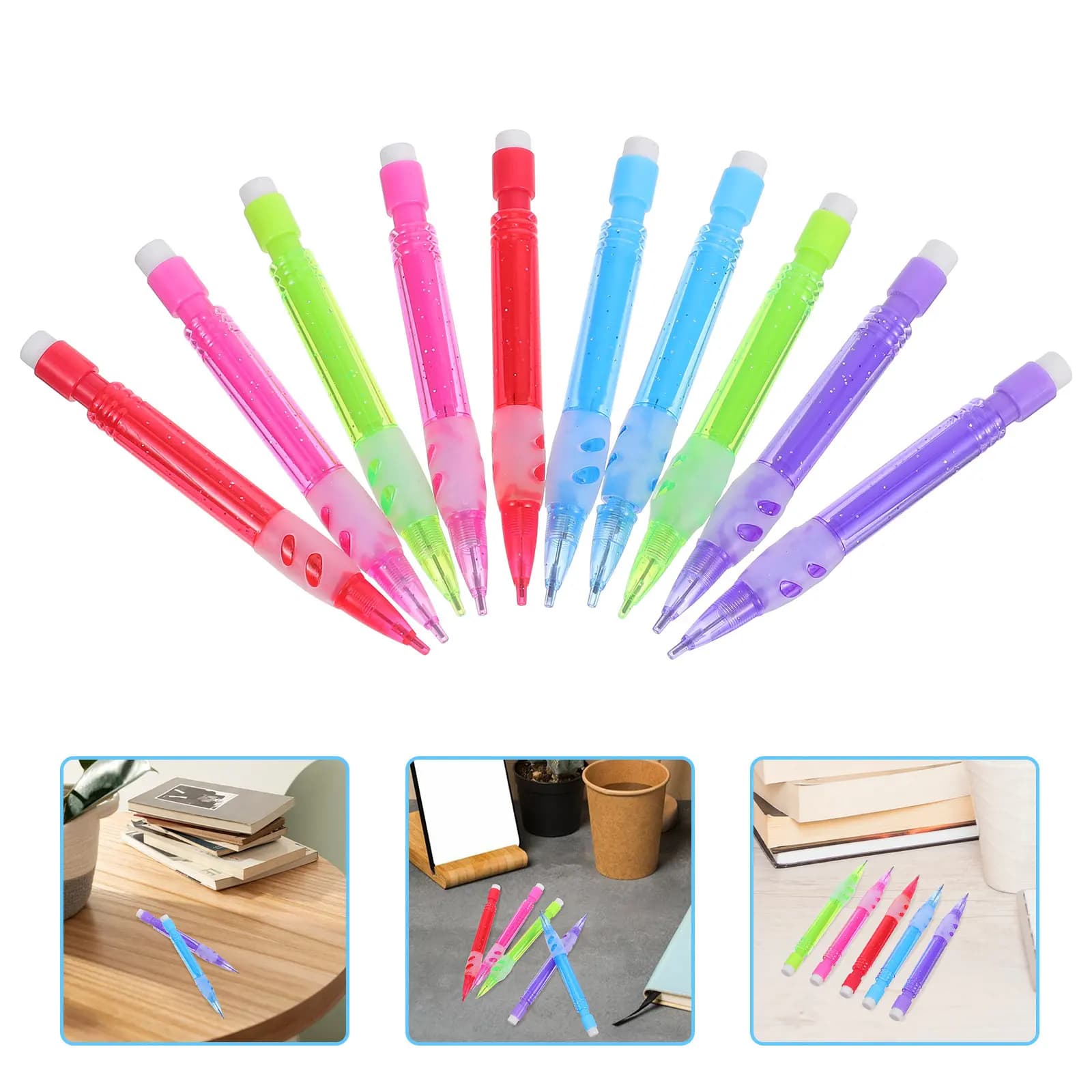 10Pcs Mini Mechanical Pencil Set 0.7mm Automatic Pencils Tiny Pocket Friendly Smooth Lead Cute Aesthetic Pastel Colors School