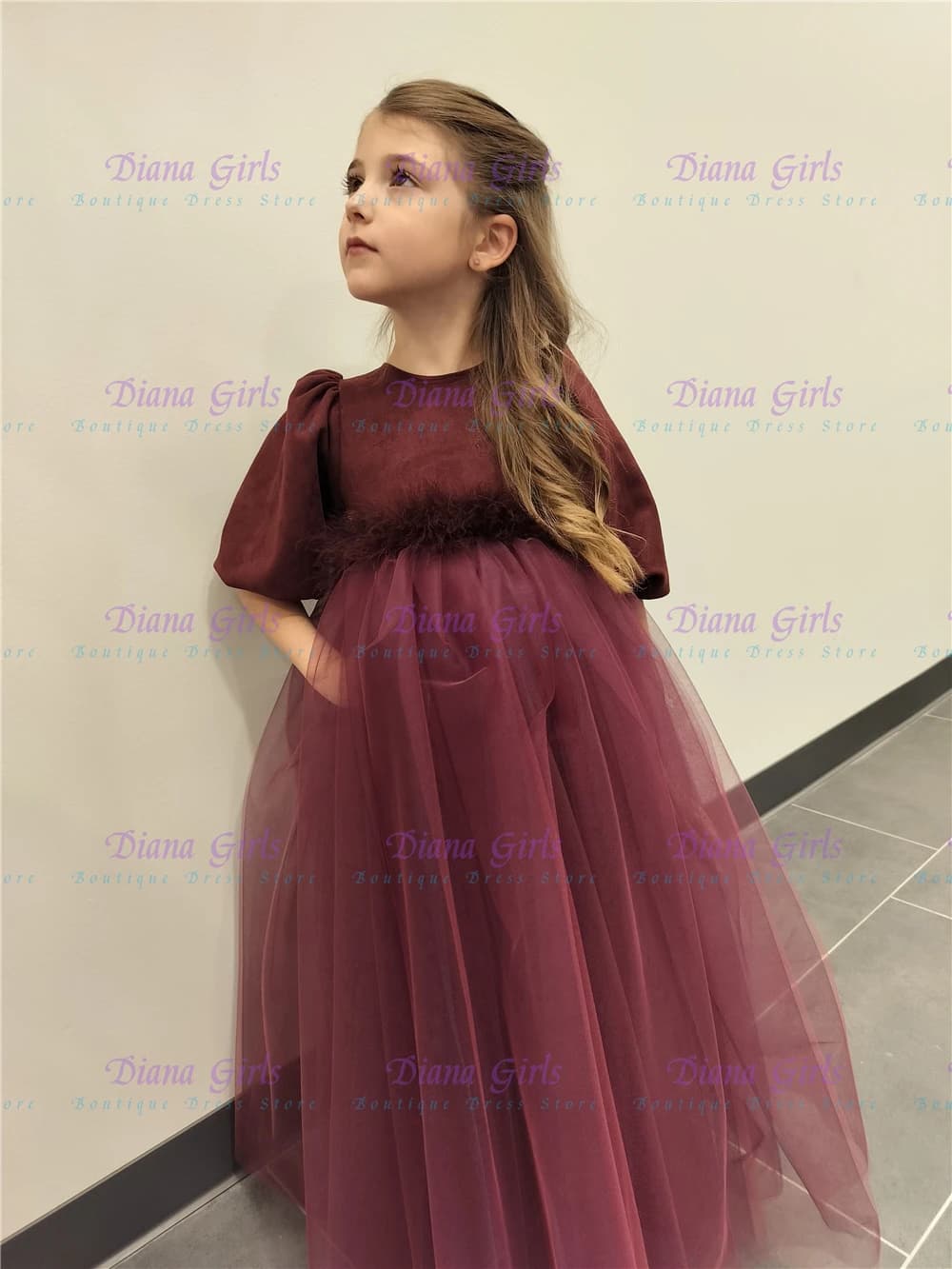 Grazioso Abito da Damigella con Fiori di Lavanda, Tulle con Perline, Soffice, Lunghezza al Ginocchio per Bambine, Matrimoni, Feste di Compleanno, Pageant, Serate di Gala