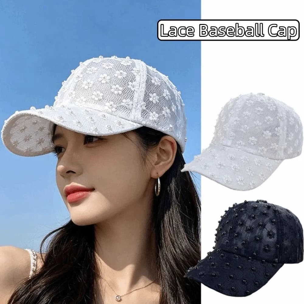 Embroidery Lace Baseball Cap Breathable Sunscreen Embroidered Flower Baseball Hat Adjustable Korean Style Visors Cap Girls