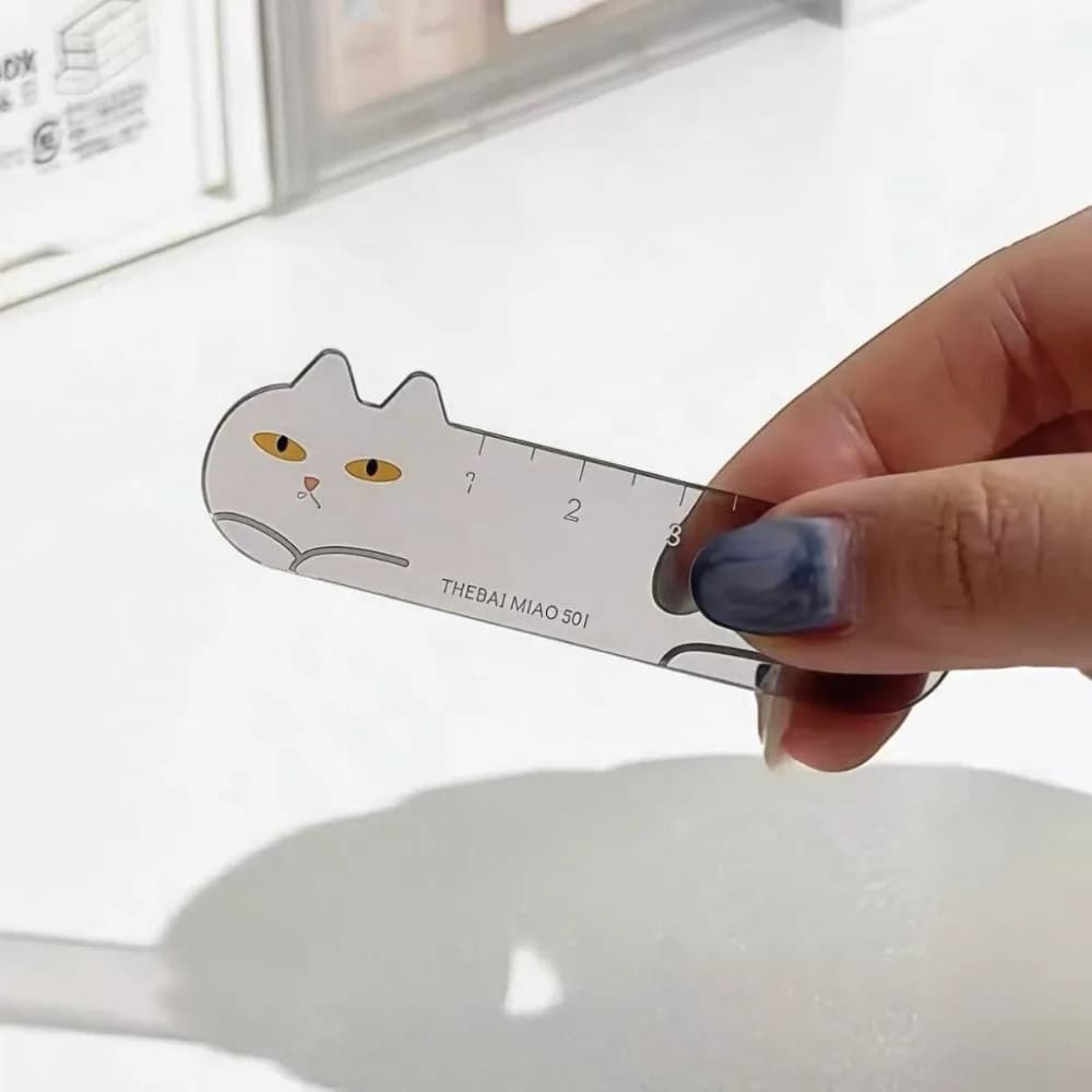 Keychain with mini sympathetic small cat Keychain with multifunctional ruler Custom acrylic style keychain