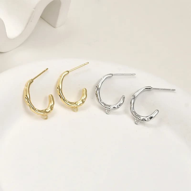 Orecchini a C in rame placcato oro 14k, semplici e versatili, con pendenti a goccia, fai da te, accessori per gioielli fatti a mano