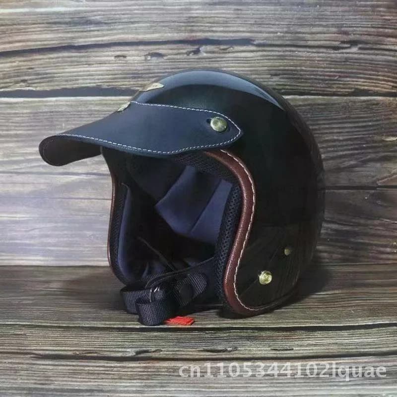 Fashionable motorcycle safety helmet, unisex leather visor, removable electric bike windshield, solid color helmets for adults in various