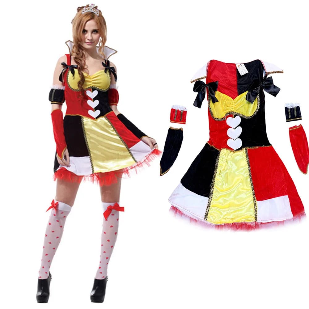 Costumi da Regina Rossa per Donna Adulta, Abbigliamento Sexy per Giochi di Ruolo, Costumi Fantasy per Carnevale e Drammi