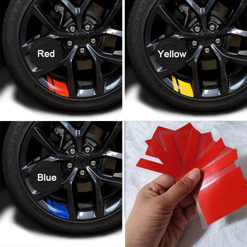 6 pezzi adesivo riflettente per decalcomanie per ruote per auto adesivo a pressione accessori rossi per auto adesivi per auto decalcomanie per mozzo ruota