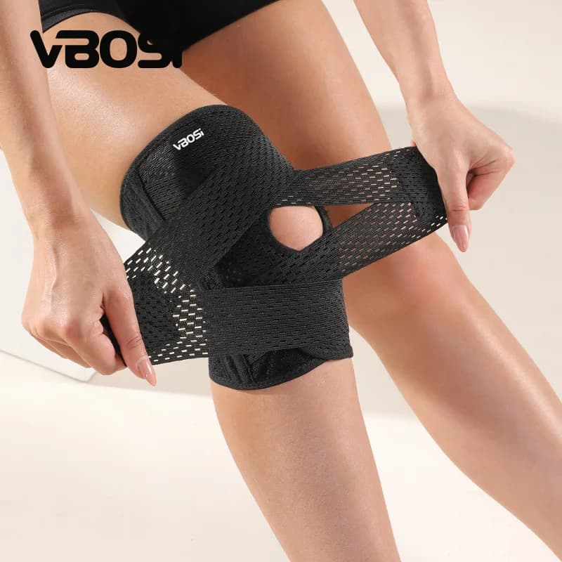 Supporto per Ginocchio Traspirante ed Elastico con Molle, Leggero, per Basket e Corsa, Unisex, in Tessuto Air Mesh con Stabilizzatori