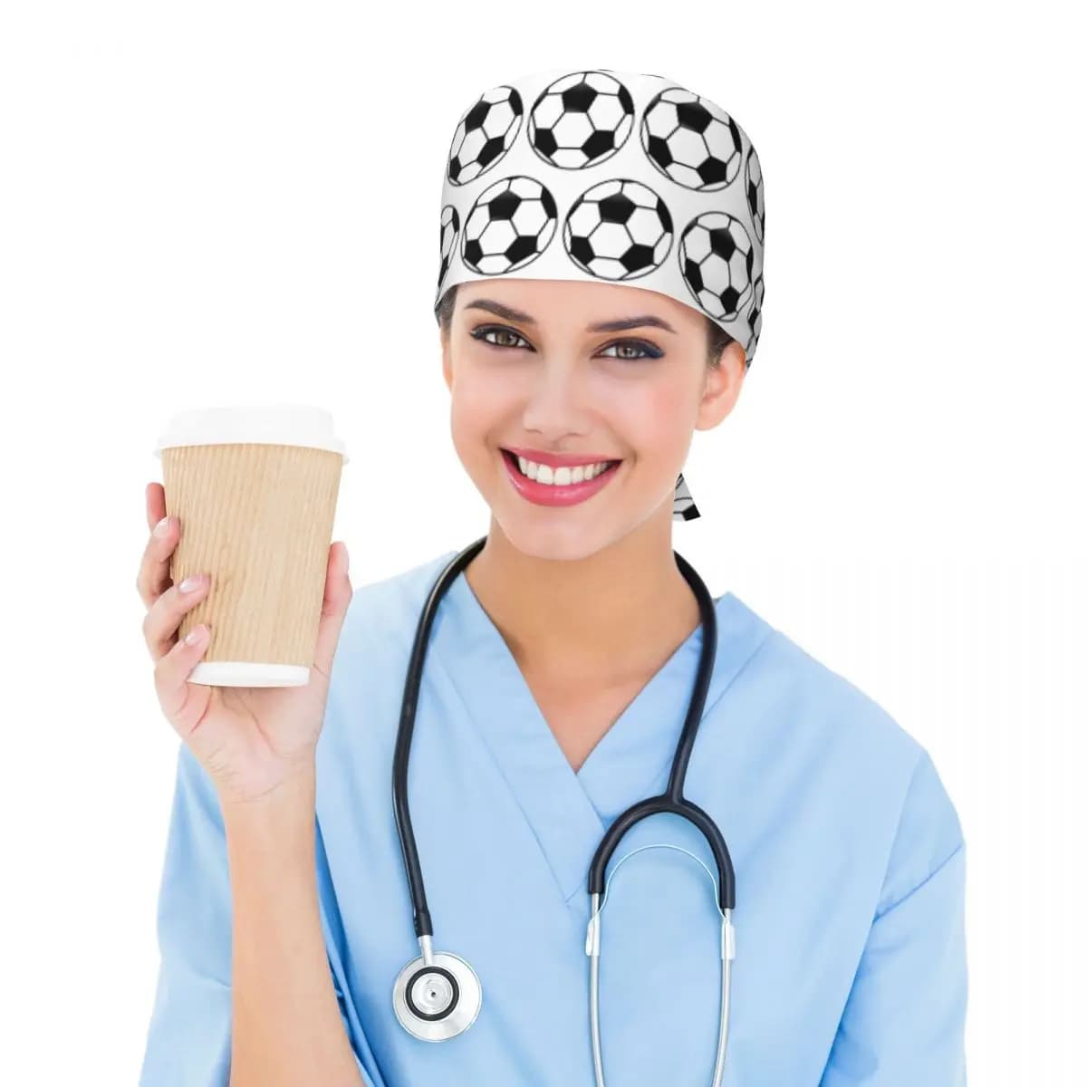 Sports Soccer Ball Scrub Hat Doctor Working Surgical Cap Unisex Adjustable Nursing Caps for Dentist