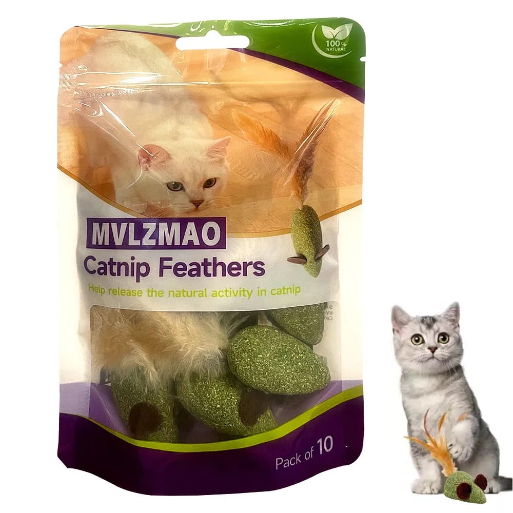 Palla per gatti con piume e catnip, per la pulizia dei denti e il gioco, giocattolo per animali domestici, accessori per gatti, strumento per la pulizia degli animali domestici