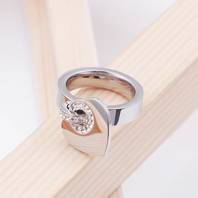 Fashion Shiny Zircon Heart Rings 3 Color Light Luxury Stainless Steel Ring Aillon Mujer Wedding Bands Jewelry Gifts For Women
