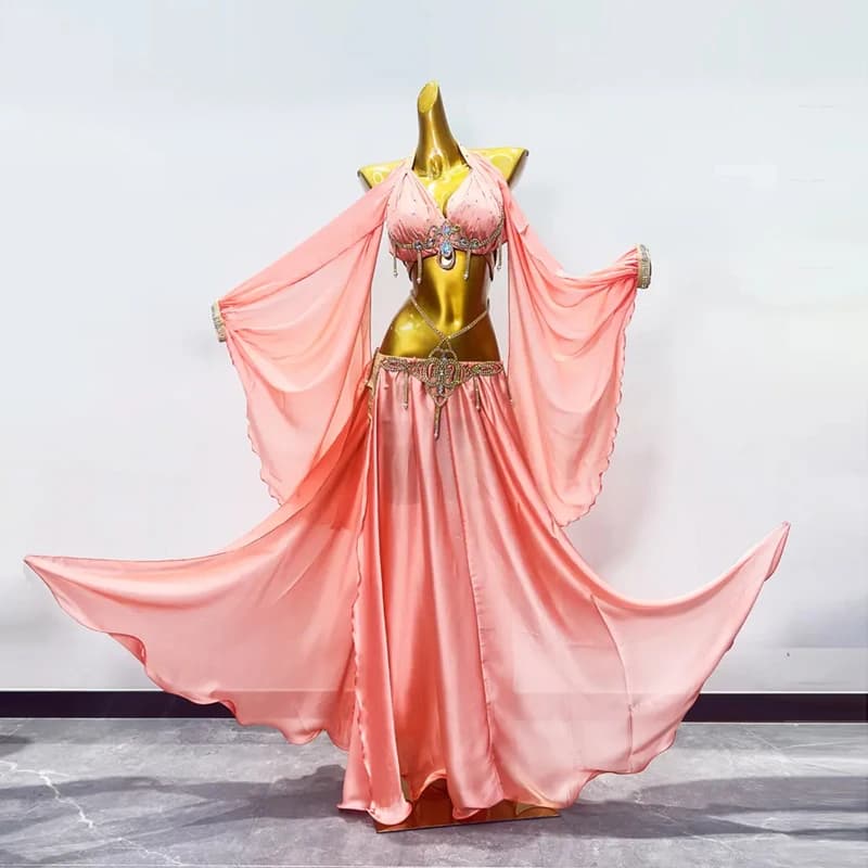 Costume da spettacolo di danza del ventre per donna reggiseno + gonna lunga divisa in raso 2 pezzi vestito da danza del ventre orientale per bambini adulti personalizzati