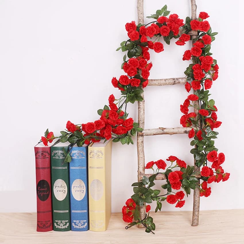 Fiore Artificiale in Seta Rosa da 180 cm, Pianta Rampicante Simulata, Ghirlanda per Arco Nuziale, Decorazione per Casa, Stanza, Giardino Esterno, Regalo Fai da Te per la Festa della Mamma