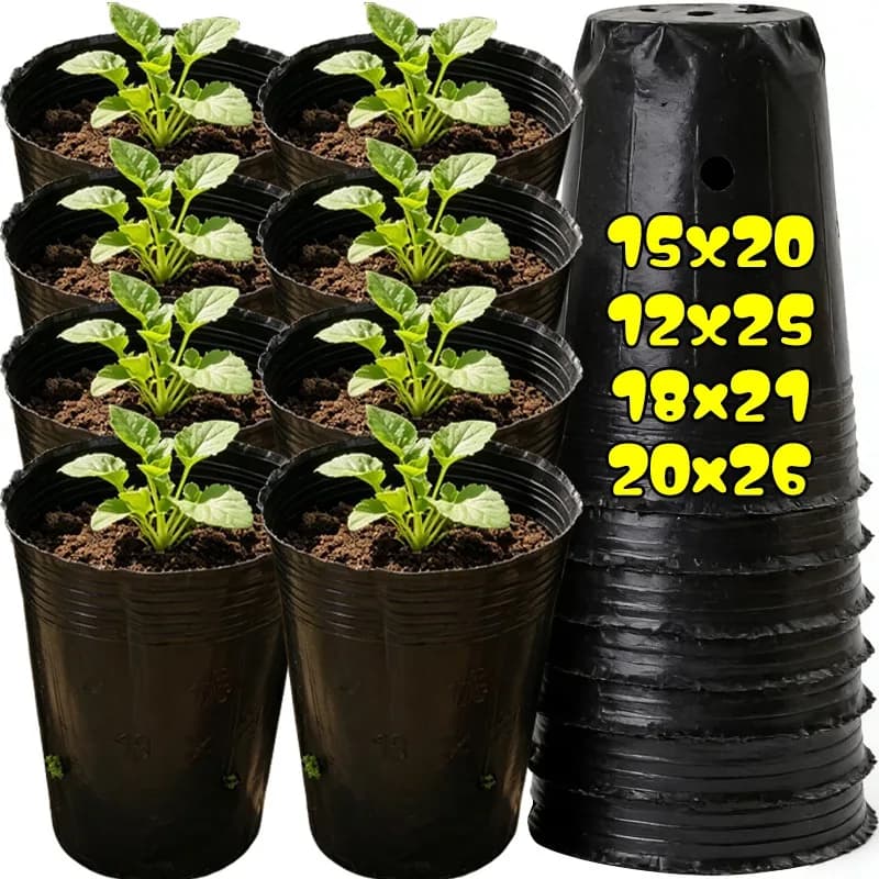 20/5 Pezzi Vasi per Semina Rinforzati, Contenitori Neri per la Crescita di Piante, Fiori, Verdure e Piante Grasse da Giardino
