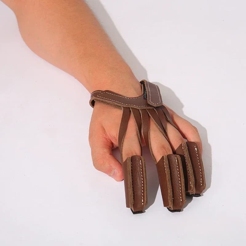 Protezione per Dita da Tiro con l'Arco ACCMOS in Pelle Resistente con Cinturino Regolabile per Caccia e Tiro al Bersaglio