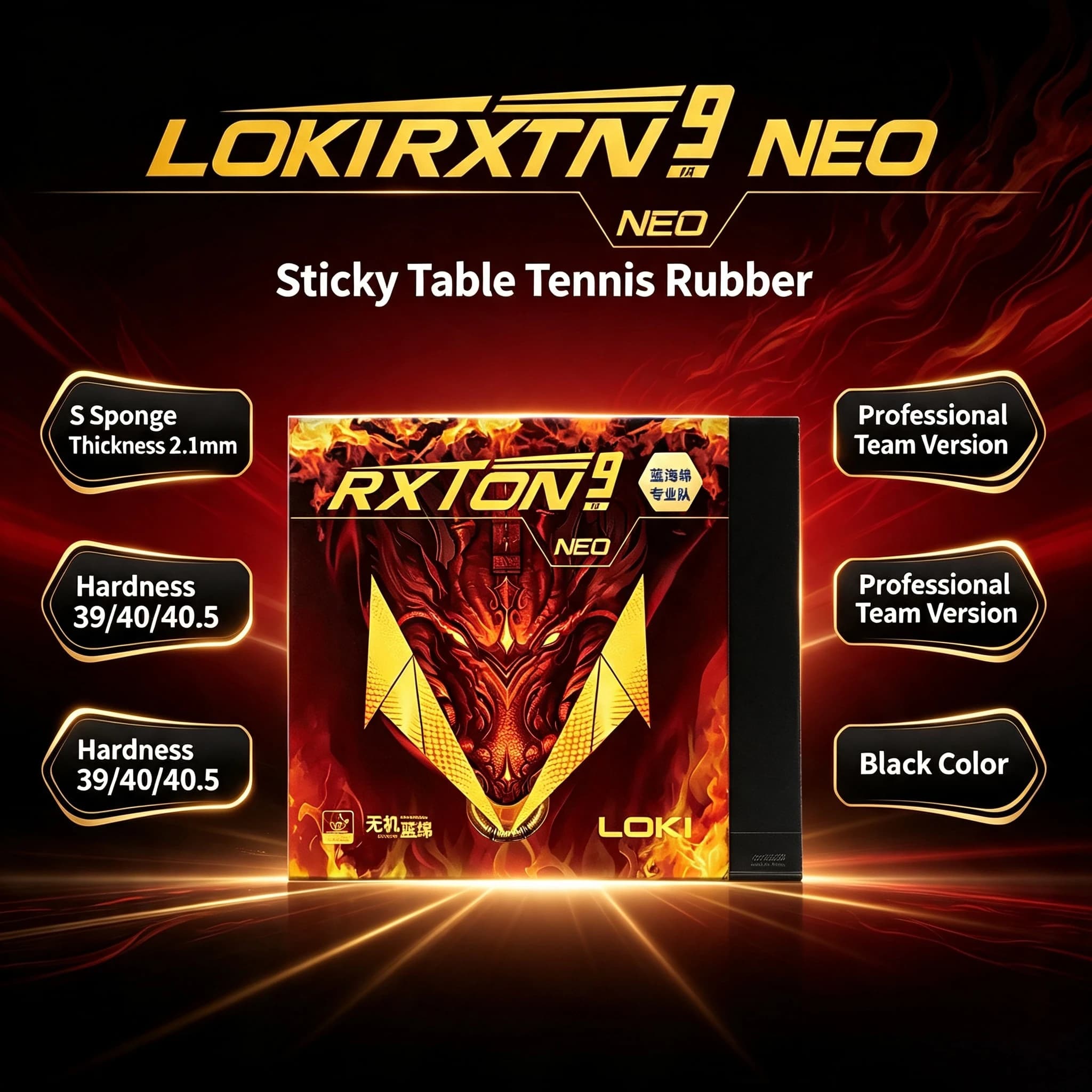 LOKI RXTON 9 NEO Table Tennis Rubber Sheet Sticky Ping Pong Rubber with 2.1mm Blue Sponge for Powerful Loop Offensive ITTF