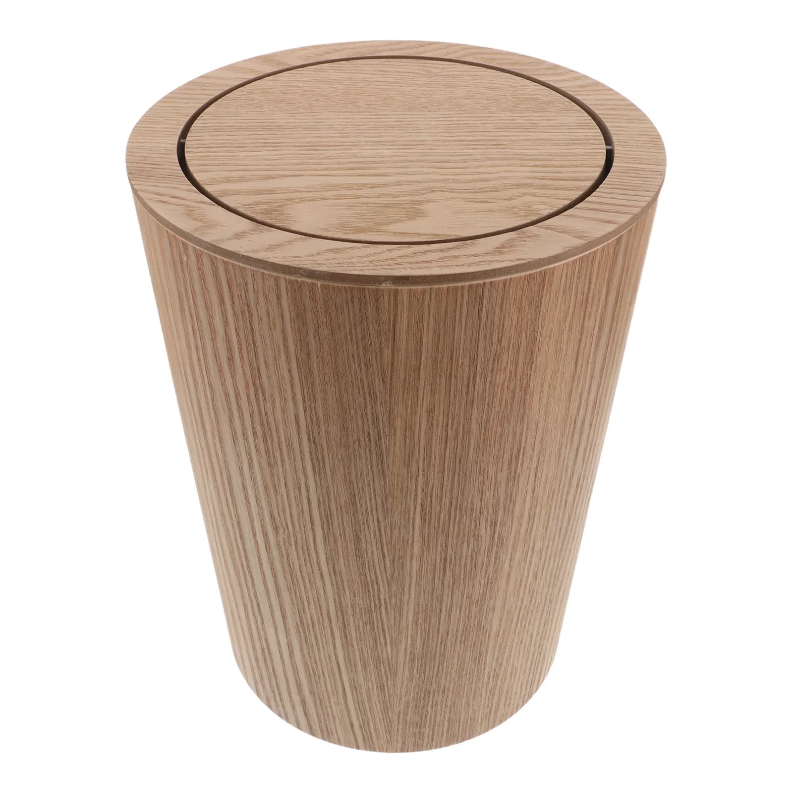 Wooden Trash Can Flip Lid 9L Compact Garbage Bin Minimalist Waste Basket for Home Bathroom Living Room Office Wooden Garbage Bin