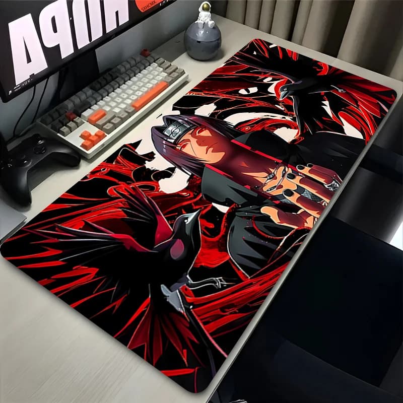 Play Mouse Mat XXL Uchiha Itachi Madara N-Naruto Uzumaki, Computer Keyboard Mat, Gaming PC Accessories, Black Mousepad