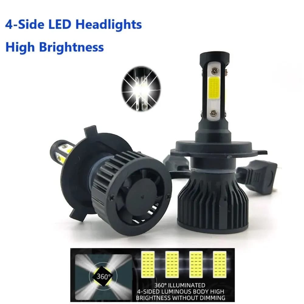2PCS Faro A LED 2 Lati per H3 H1 H27 4 Lati PerH11 H4 H7 9004 9005 9006 9007 H13 Lampadine Bianche Auto Faro 4Facce 12V
