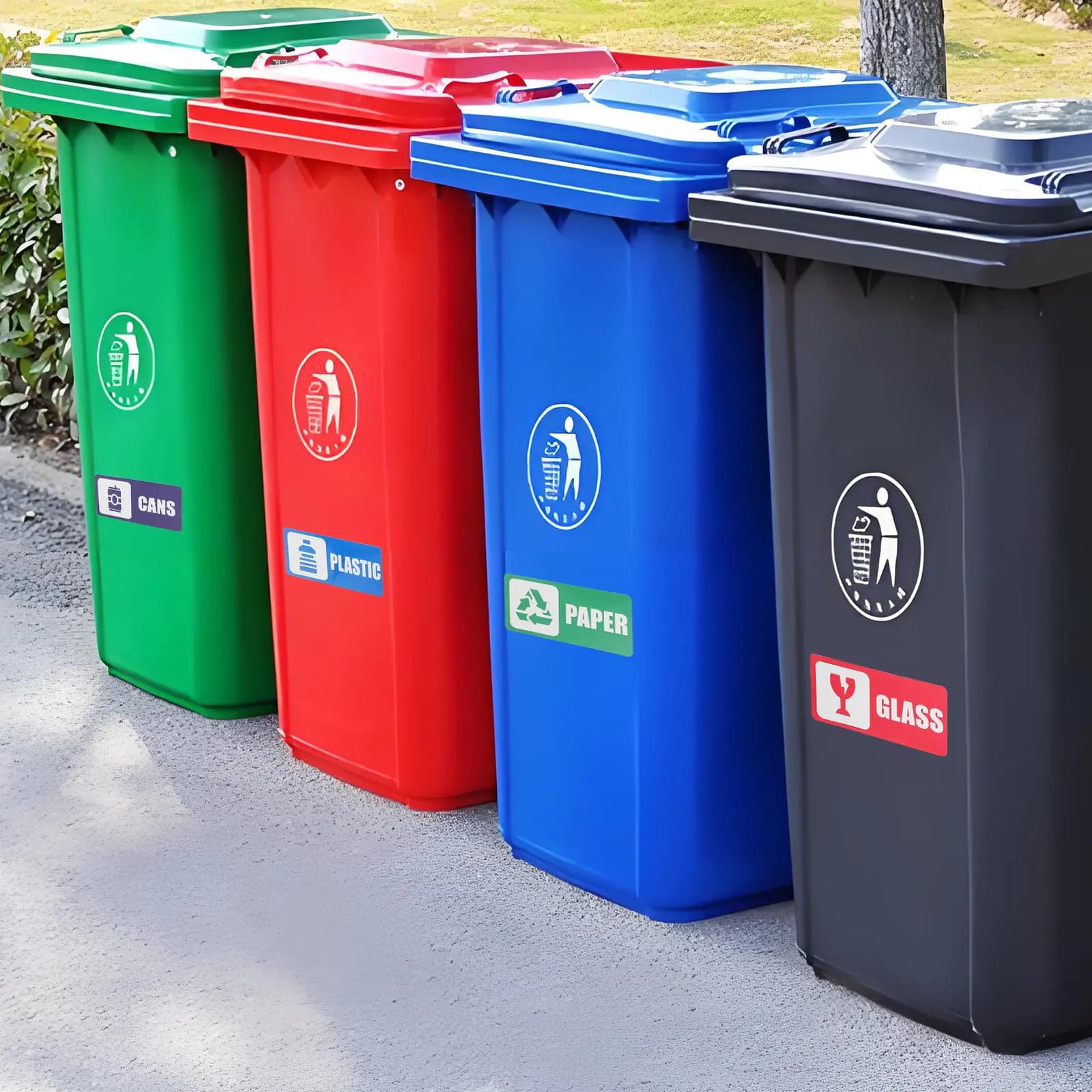 12 Pezzi Etichette Adesive per Raccolta Differenziata Resistenti allo Sbiadimento, Segnali per Bidoni della Spazzatura, Etichette per Carta, Vetro, Plastica e Lattine
