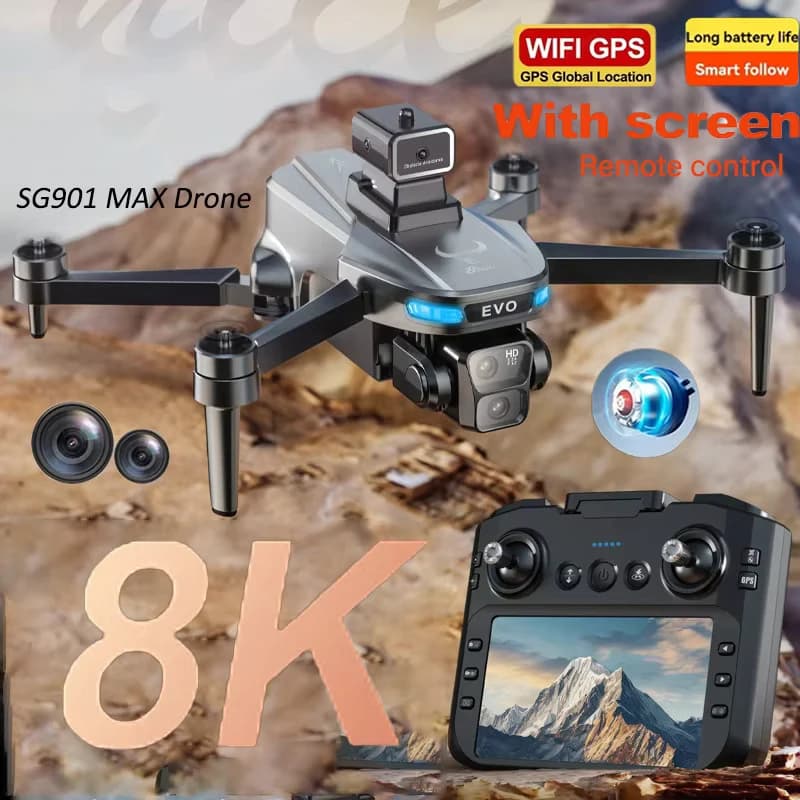 Xiaomi SG901 MAX Drone Antenna 8K HD Doppia Fotocamera GPS Motore Brushless Evitamento Ostacoli Con Schermo di Controllo Remoto Drone Pieghevole