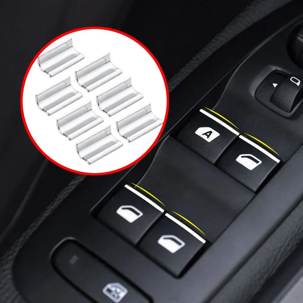 7 pezzi pulsante alzacristallo auto adesivo paillettes trim per Peugeot 2008 3008 301 308 408 508 Citroen C4L C-QUATRE C5 accessori