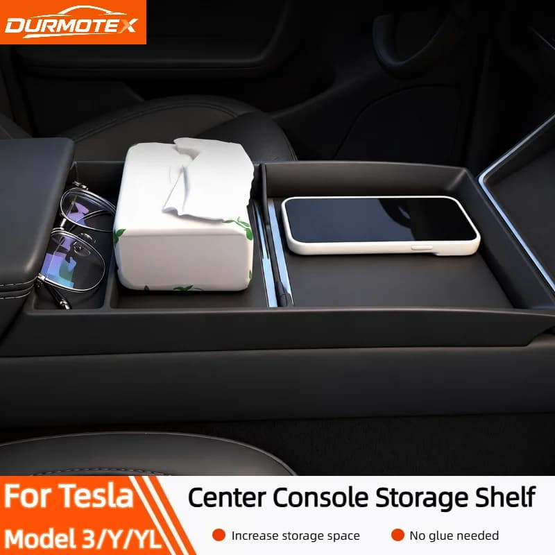 For Tesla New Model 3/Y/YL 2025 2026 Center Console Storage Box Armrest Organizer Tray Interior Stowing Tidying Car Accessories