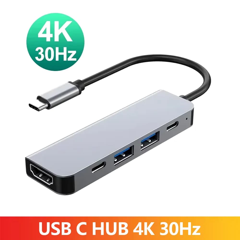 Hub USB-C 4K 30Hz PD100W, Dock USB-C 3.1, Splitter Type-C, Adattatore Docking Station per MacBook, Laptop, iPad, Huawei, Hub USB 3.0
