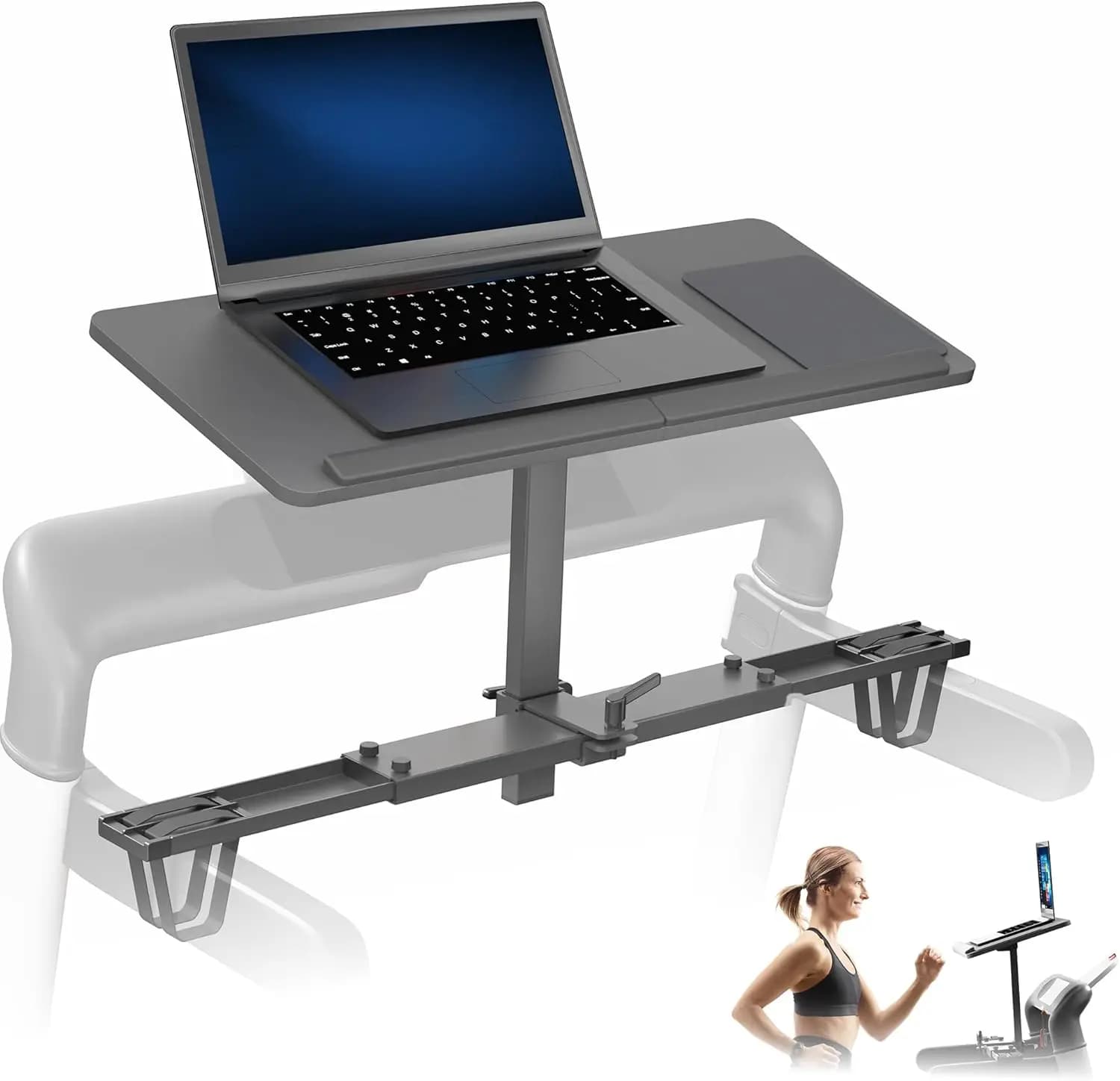 Supporto Universale in Legno per Laptop da Tapis Roulant, Supporto Ergonomico Regolabile per Notebook da Tapis Roulant, Include Tappetino per Mouse e Poggiapolsi