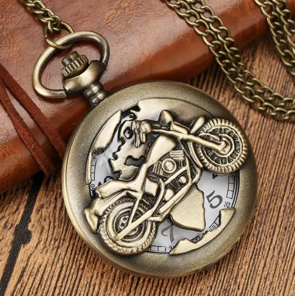Orologio da taschino per moto, orologio da taschino con catena, collana Steampunk, in metallo vintage, per regalo da uomo
