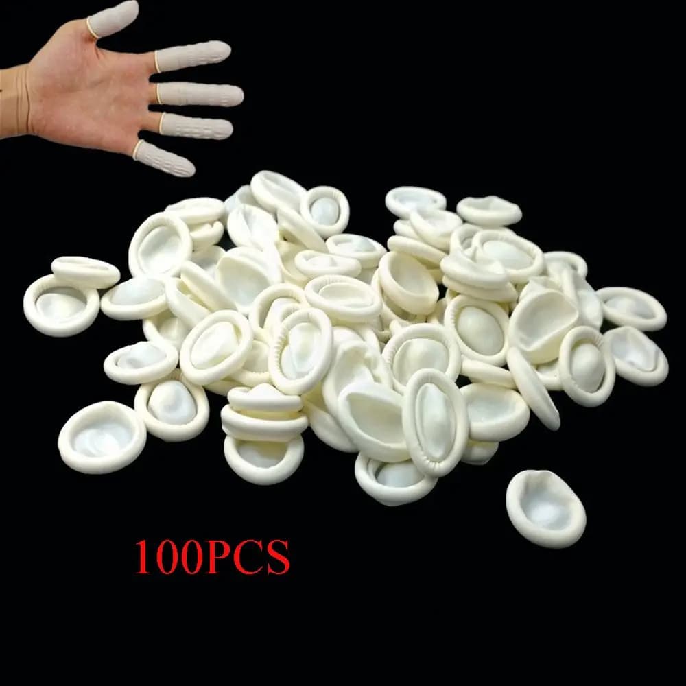 100 pezzi di copertura per le dita usa e getta guanti in gomma naturale antiscivolo in lattice per dita guanti protettivi per le dita strumento per Nail Art