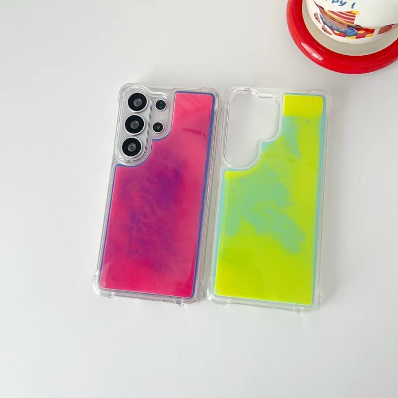 Cover per Telefono con Bordo Trasparente e Effetto Sabbia Luminosa per Samsung S26 Ultra S24 S23 S22 S25 Ultra Plus Note 20 Ultra