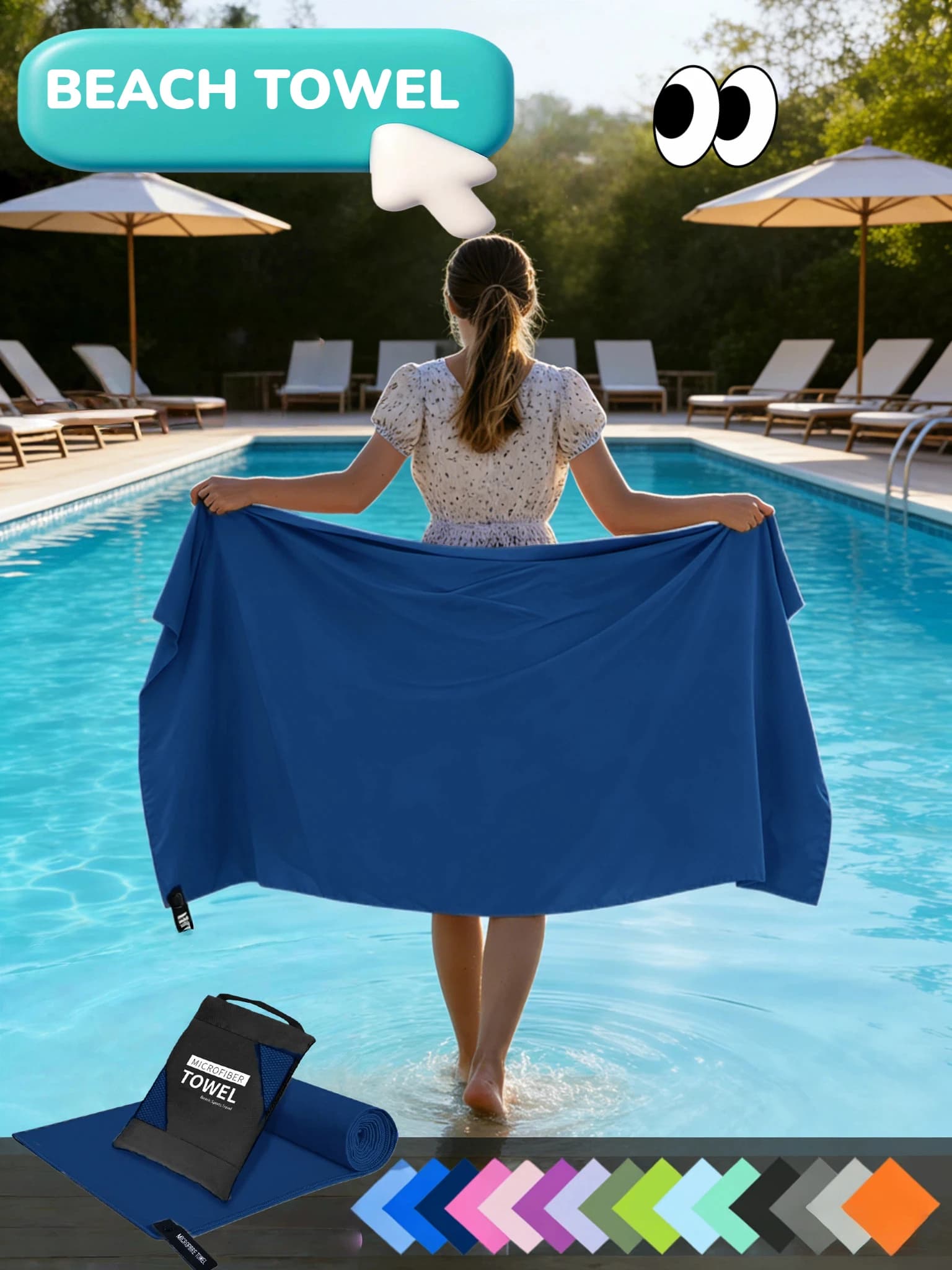 1 PZ 80x180 cm Grande Asciugamano da campeggio in microfibra Ultra assorbente Borsa leggera ad asciugatura rapida Spiaggia Prendisole Yoga Palestra Viaggi Outd