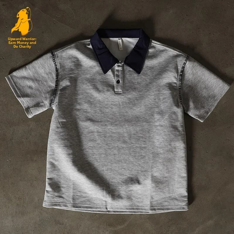 Loose Fit Men's Shirt Half Sleeve Short Sleeve T-Shirt Flip Collar Casual Wear UPUPXIA Summer Collection Fashionable Cha...