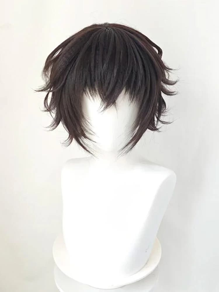 Black Tea Short Styled Wig Bungou Stray Dogs Dazai Osamu Cosplay Customized Small Curly Wig Nakahara Chuuya Nakajima Atsushi
