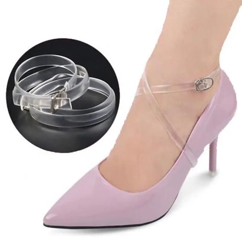1 paio di cinturini per scarpe staccabili trasparenti, invisibili, antiscivolo, collegabili, cinturini per scarpe, per contenere scarpe con tacco alto