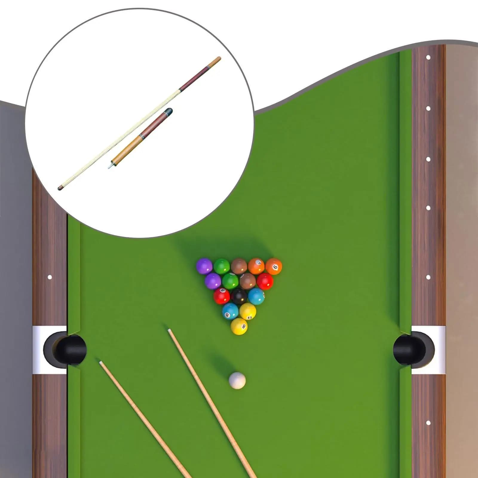 Stecca da Biliardo in Legno Marrone Portatile con Punta per Break e Jump, Accessori per Biliardo per Adulti, Allenamento ed Eventi