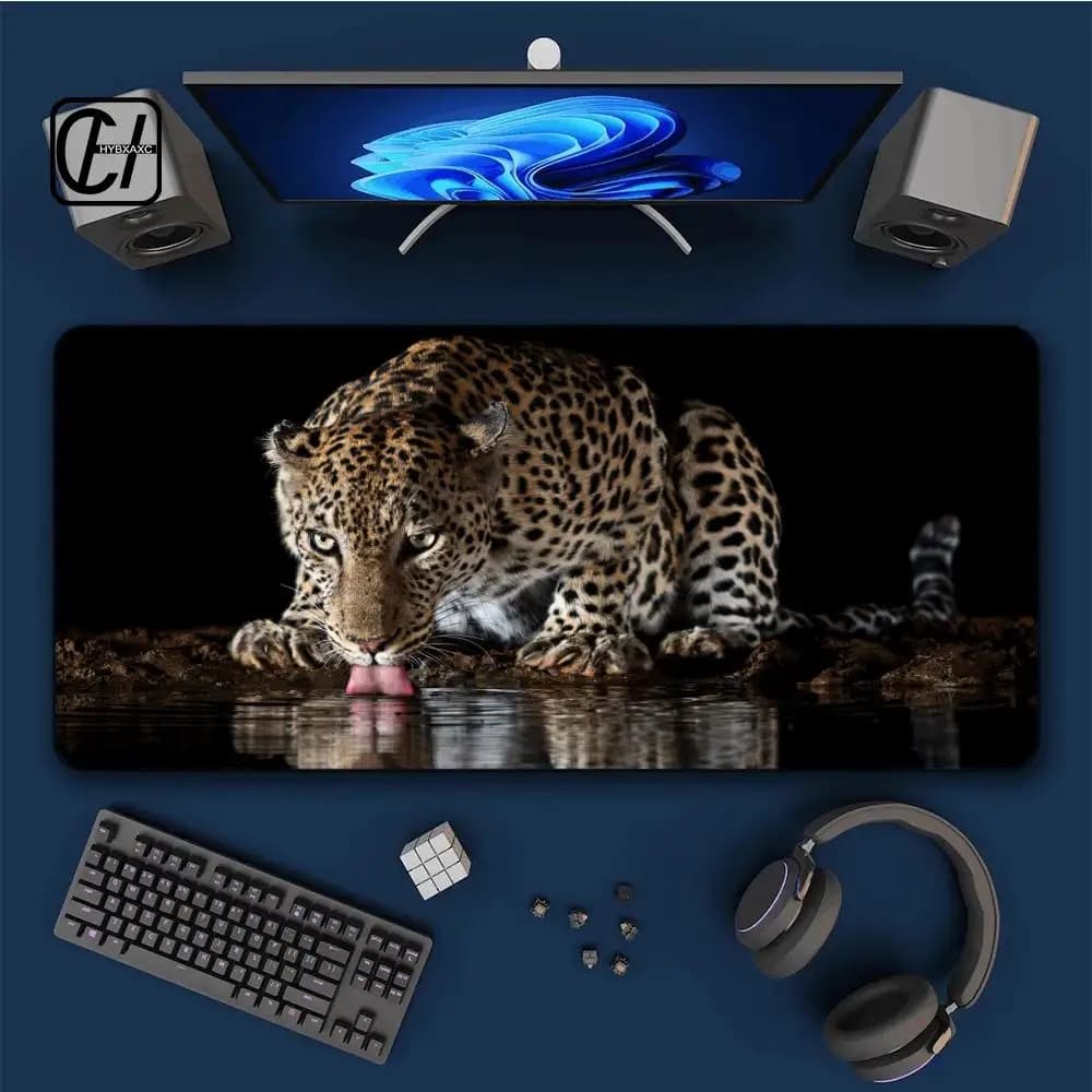XXL Leopard Gaming Mouse Pad Large Desk Mat Non-Slip Rubber Office Items Desk Decoration Room Mats Non-slip Pad Carpet HYBXXC