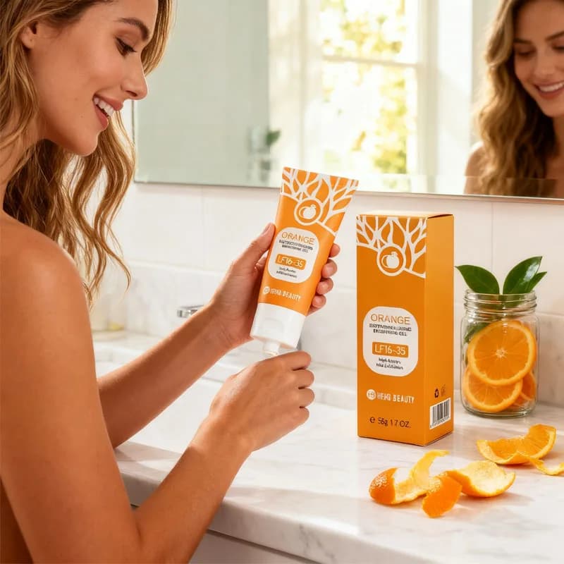 Enzimi arancioni Gel esfoliante Schiarente Pulizia profonda Scrub viso Fango delicato Peeling Pelle liscia Affina i pori Idratare Cura