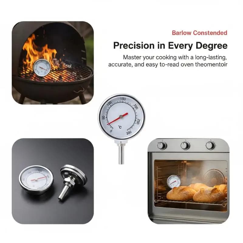 1 Pezzo Termometro di Sicurezza per Fornelli in Acciaio Inossidabile ℃ 300 ℃ Termometri Mini da 35mm per Forno, Misuratore di Temperatura per Barbecue e Griglia, Strumenti per Cucinare
