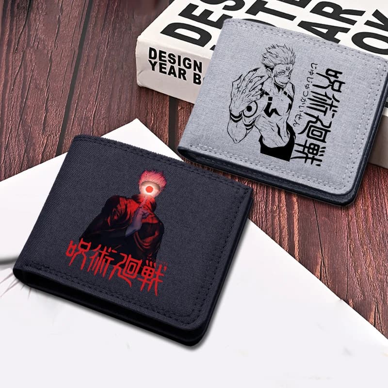 Jujutsus Kaisened Portafoglio in tela Moda uomo Durevole Business Biglietto di credito Denaro Portafoto Portafoglio Simpatico cartone animato Regalo di compleanno