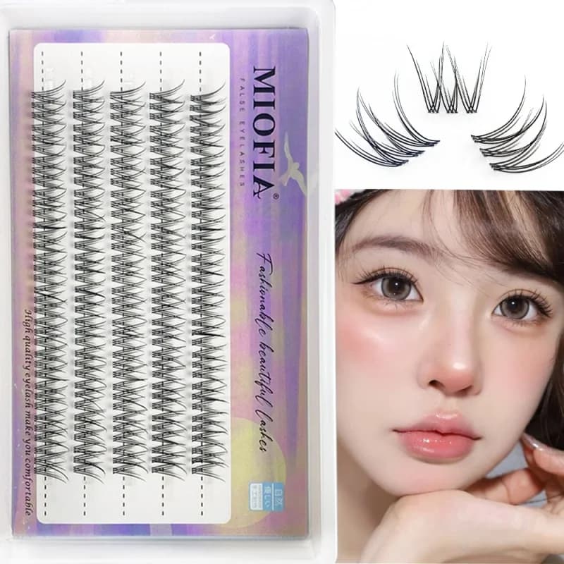 Natural Eyelashes 1 Box 60 Packs Fake Eyelashes Individual Russian Eyelashes Eyelash Clasp Extension Tools for Makeup Eyelashes