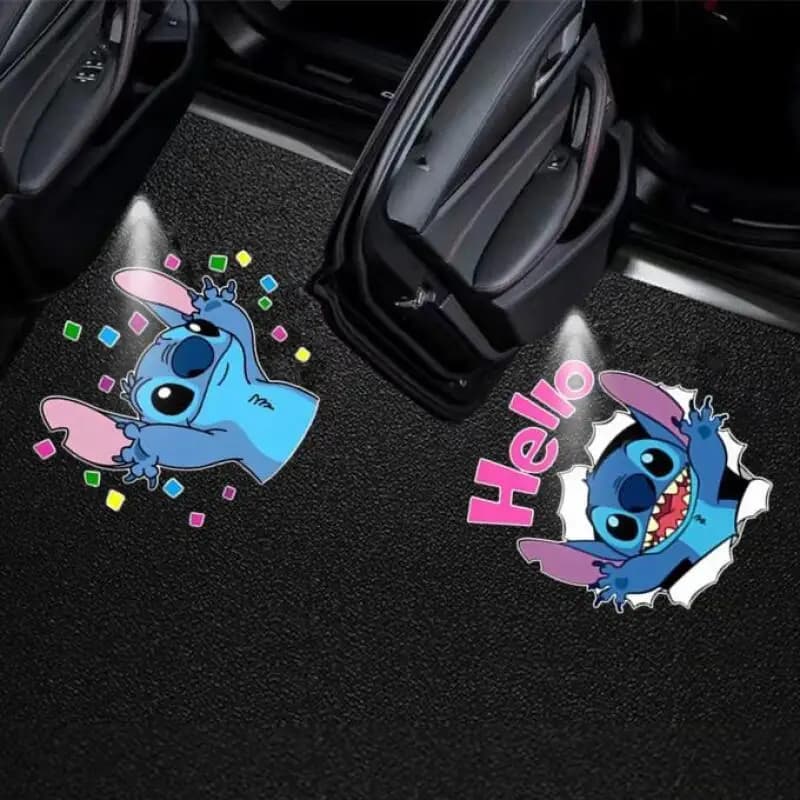 Stitch Welcome Light Car Door Sensor Light Wireless Door Opening Floor Lamp Cute Car Universal Projector Light Atmosphere Light
