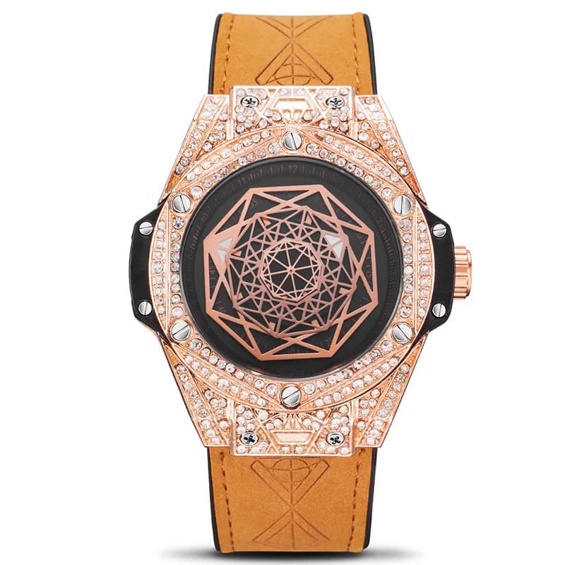 Orologio da Uomo alla Moda con Diamanti Incastonati, Impermeabile, Cinturino in Silicone, Luce Notturna, Orologio Sportivo al Quarzo, Trendsetter