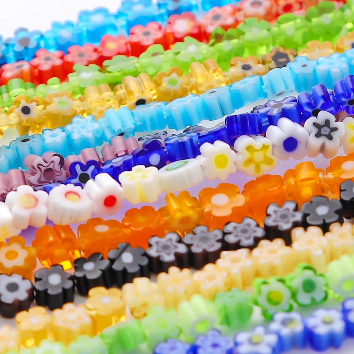 19cm/Str4-9mm mille perle di vetro fiore, forma di fiore unica, perline sparse, orecchini gioielli fai da te fatti a mano, bracciali, Acces