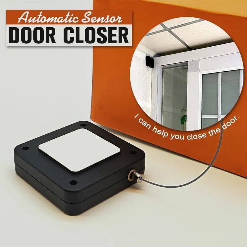 1pc Black Punch Free sensore automatico chiudiporta dispositivo di spegnimento automatico dispositivo per porta scorrevole telescopica Non perforante