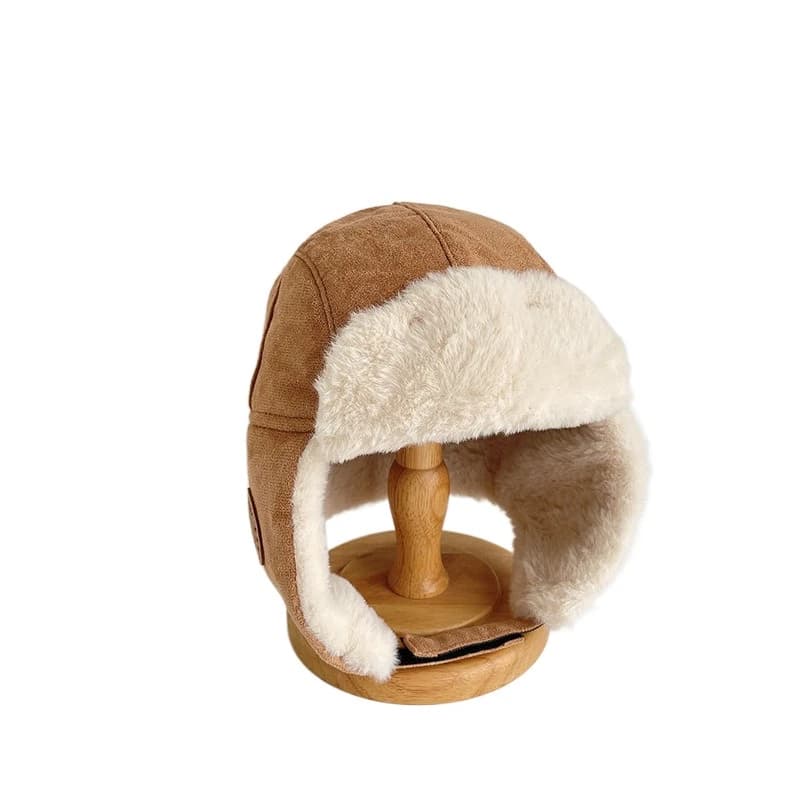 Cappello da Sci alla Moda con Occhiali, Simpatico Berretto da Pilota in Peluche con Paraorecchie, Cappello Invernale Ispessito con Orecchie di Orso per Bambini